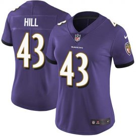 Nike Baltimore Ravens #43 Justice Hill Purple Team Color Womens Stitched NFL Vapor Untouchable Limited Jersey
