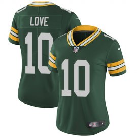 Nike Green Bay Packers #10 Jordan Love Green Team Color Womens Stitched NFL Vapor Untouchable Limited Jersey