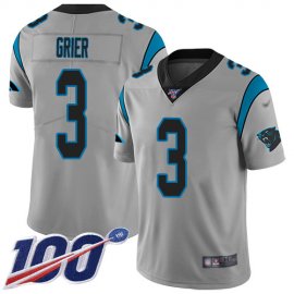 Nike Carolina Panthers #3 Will Grier Silver Mens Stitched NFL Limited Inverted Legend 100th Season Jersey