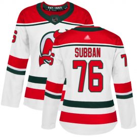 Adidas New Jersey Devils #76 P. K. Subban White Alternate Authentic Womens Stitched NHL Jersey