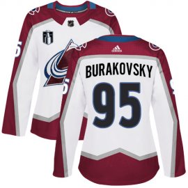 Adidas Colorado Avalanche #95 Andre Burakovsky White Womens 2022 Stanley Cup Final Patch Road Authentic Stitched NHL Jersey Womens