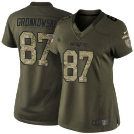 Nike New England Patriots #87 Rob Gronkowski Green Womens Stitched NFL Limited 2015 Salute to Service Jersey
