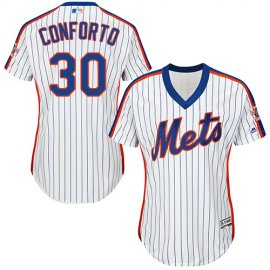 New York Mets #30 Michael Conforto White(Blue Strip) Alternate Womens Stitched MLB Jersey