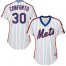 New York Mets #30 Michael Conforto White(Blue Strip) Alternate Womens Stitched MLB Jersey