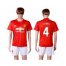 Manchester United #4 Jones Red Home Soccer Club Jersey