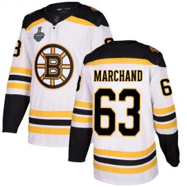 Adidas Boston Bruins #63 Brad Marchand White Road Authentic Stanley Cup Final Bound Stitched NHL Jersey