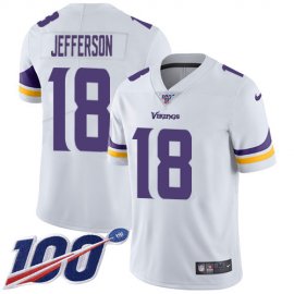 Nike Minnesota Vikings #18 Justin Jefferson White Youth Stitched NFL 100th Season Vapor Untouchable Limited Jersey