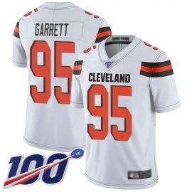Nike Cleveland Browns #95 Myles Garrett White Mens Stitched NFL 100th Season Vapor Limited Jersey