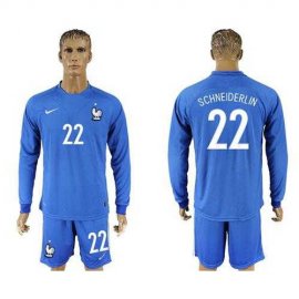 France #22 Schneiderlin Home Long Sleeves Soccer Country Jersey