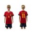Spain #11 Perdo Red Home Kid Soccer Country Jersey