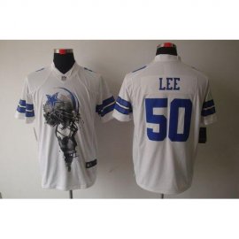 Nike Dallas Cowboys #50 Sean Lee White Mens Stitched NFL Helmet Tri-Blend Limited Jersey