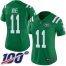 Nike New York Jets #11 Denzel Mim Green Womens Stitched NFL Limited Rush 100th Season Jersey