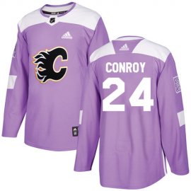 Adidas Calgary Flames #24 Craig Conroy Purple Authentic Fights Cancer Stitched NHL Jersey