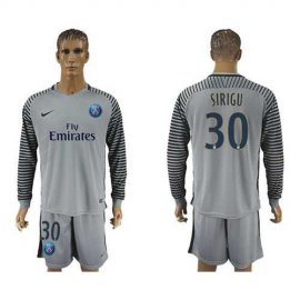 Paris Saint-Germain #30 Sirigu Grey Goalkeeper Long Sleeves Soccer Club Jersey
