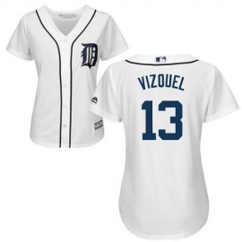 Detroit Tigers #13 Omar Vizquel White Home Womens Stitched MLB Jersey