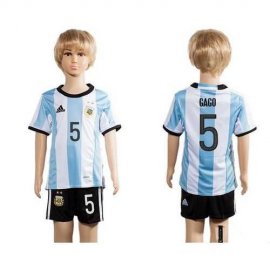 Argentina #5 Gago Home Kid Soccer Country Jersey
