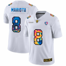 Las Vegas Raiders #8 Marcus Mariota Mens White Nike Multi-Color 2020 NFL Crucial Catch Limited NFL Jersey