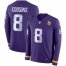 Mens Minnesota Vikings #8 Kirk Cousins Purple Team Color Mens Stitched NFL Limited Therma Long Sleeve Jersey