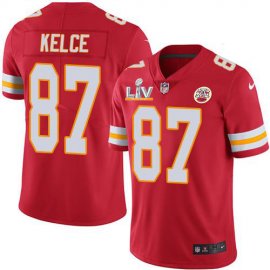 Nike Kansas City Chiefs #87 Travis Kelce Red Team Color Mens Super Bowl LV Bound Stitched NFL Vapor Untouchable Limited Jersey