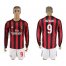 AC Milan #9 Inzaghi Home Long Sleeves Soccer Club Jersey