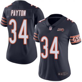 Nike Chicago Bears #34 Walter Payton Navy Blue Team Color Womens Stitched NFL 100th Season Vapor Limited Jersey