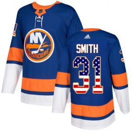 Adidas New York Islanders #31 Billy Smith Royal Blue Home Authentic USA Flag Stitched NHL Jersey