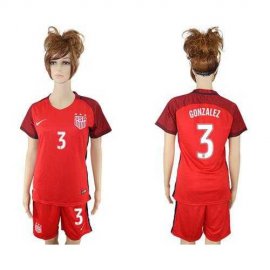 Womens USA #3 Gonzalez Away Soccer Country Jersey