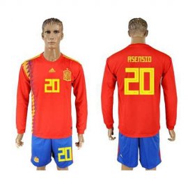 Spain #20 Asensio Red Home Long Sleeves Soccer Country Jersey