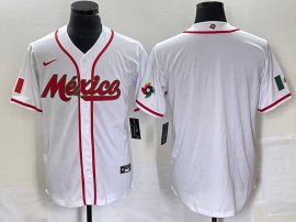 Mens Mexico Baseball Blank NEW 2023 White World Classic Stitched Jersey