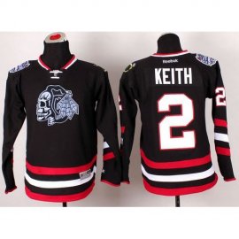 Chicago Blackhawks #2 Duncan Keith Black(White Skull) 2014 Stadium Series Stitched Youth NHL Jersey