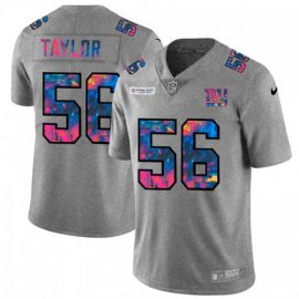 New York New York Giants #56 Lawrence Taylor Mens Nike Multi-Color 2020 NFL Crucial Catch NFL Jersey Greyheather