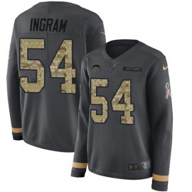 Nike Los Angeles Chargers #54 Melvin Ingram Anthracite Salute to Service Womens Stitched NFL Limited Therma Long Sleeve Jersey