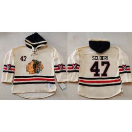 Chicago Blackhawks #47 Rob Scuderi Cream Heavyweight Pullover Hoodie Stitched NHL Jersey