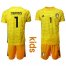 Belgium #1 Courtois Yellow Goalkeeper Kid Soccer Country Jersey