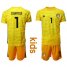 Belgium #1 Courtois Yellow Goalkeeper Kid Soccer Country Jersey