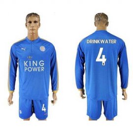Leicester City #4 Drinkwater Home Long Sleeves Soccer Club Jersey