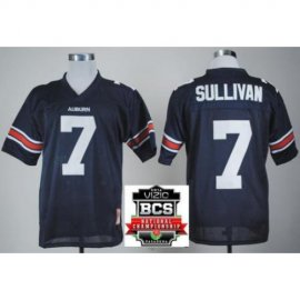 Auburn Tigers 7 Pat Sullivan Navy Blue Throwback College Football NCAA Jerseys 2014 Vizio BCS National Championship Game Patch