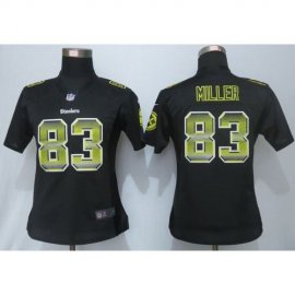 Nike Pittsburgh Steelers #83 Heath Miller Black Team Color Womens Stitched NFL Elite Strobe Jersey