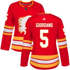 Adidas Calgary Flames #5 Mark Giordano Red Alternate Authentic Womens Stitched NHL Jersey