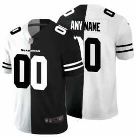 Seattle Seahawks Custom Mens Black V White Peace Split Nike Vapor Untouchable Limited NFL Jersey