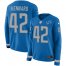 Nike Detroit Lions #42 Devon Kennard Blue Team Color Womens Stitched NFL Limited Therma Long Sleeve Jersey