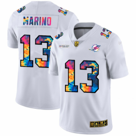Miami Dolphins #13 Dan Marino Mens White Nike Multi-Color 2020 NFL Crucial Catch Limited NFL Jersey