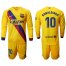 Barcelona #10 Ronaldinho Away Long Sleeves Soccer Club Jersey