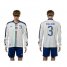 Italy #3 Maldini White Away Long Sleeves Soccer Country Jersey