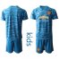Manchester United Blank Light Blue Goalkeeper Kid Soccer Club Jersey