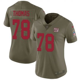 Nike New York Giants #78 Andrew Thomas Olive Womens Stitched NFL Limited 2017 Salute To Service Jersey