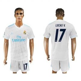 Real Madrid #17 Lucas V. White Home Soccer Club Jersey