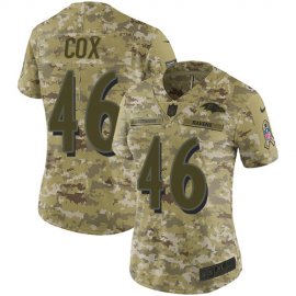 Nike Baltimore Ravens #46 Morgan Cox Camo Womens Stitched NFL Limited 2018 Salute to Service Jersey