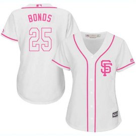 San Francisco Giants #25 Barry Bonds White/Pink Fashion Womens Stitched MLB Jersey