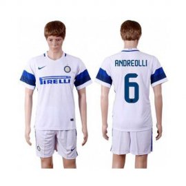 Inter Milan #6 Andreolli White Away Soccer Club Jersey